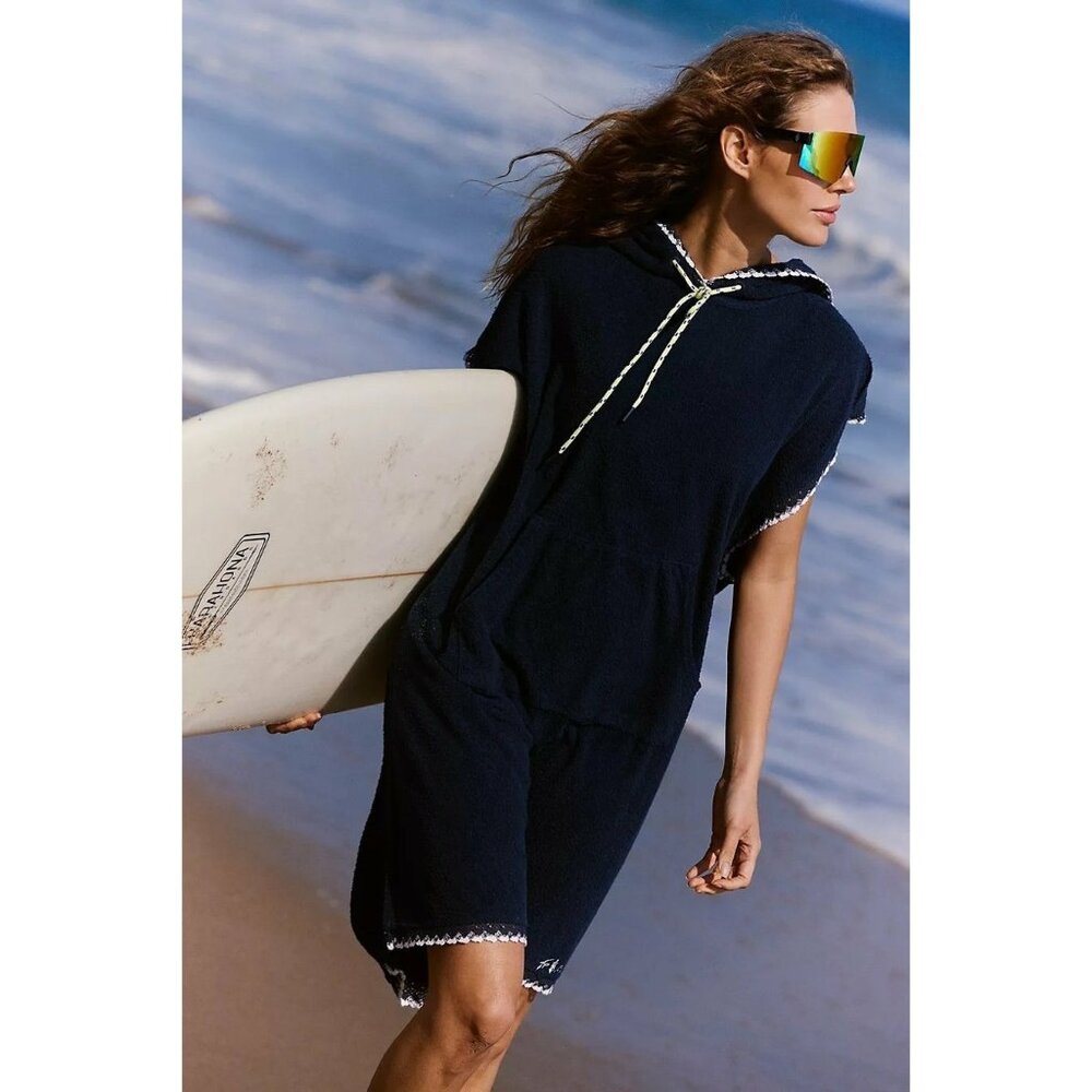 NWOT FREE PEOPLE FP MOVEMENT KAI PULLOVER HOODIE DRESS DARK BLUE XSMALL